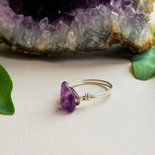 Amethist wire ring