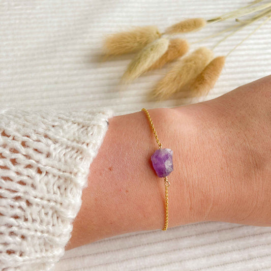 Ruwe amethist armband vermeil