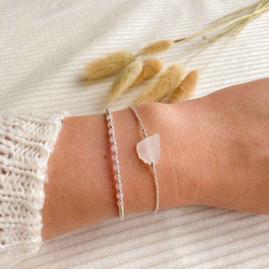 Rozenkwarts armband zilver