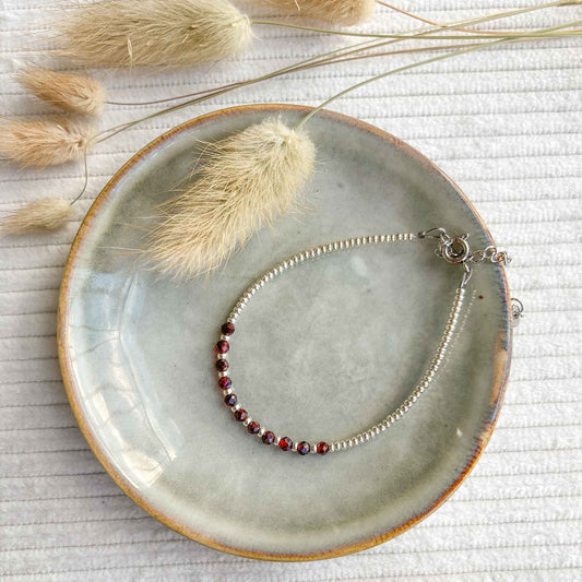 Granaat armband zilver