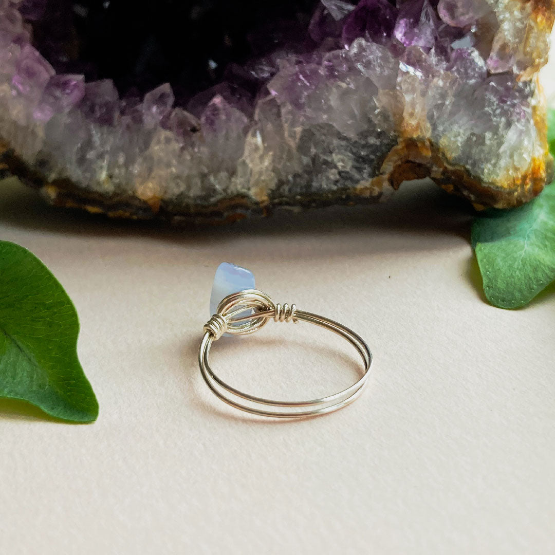 Blue lace agaat wire ring