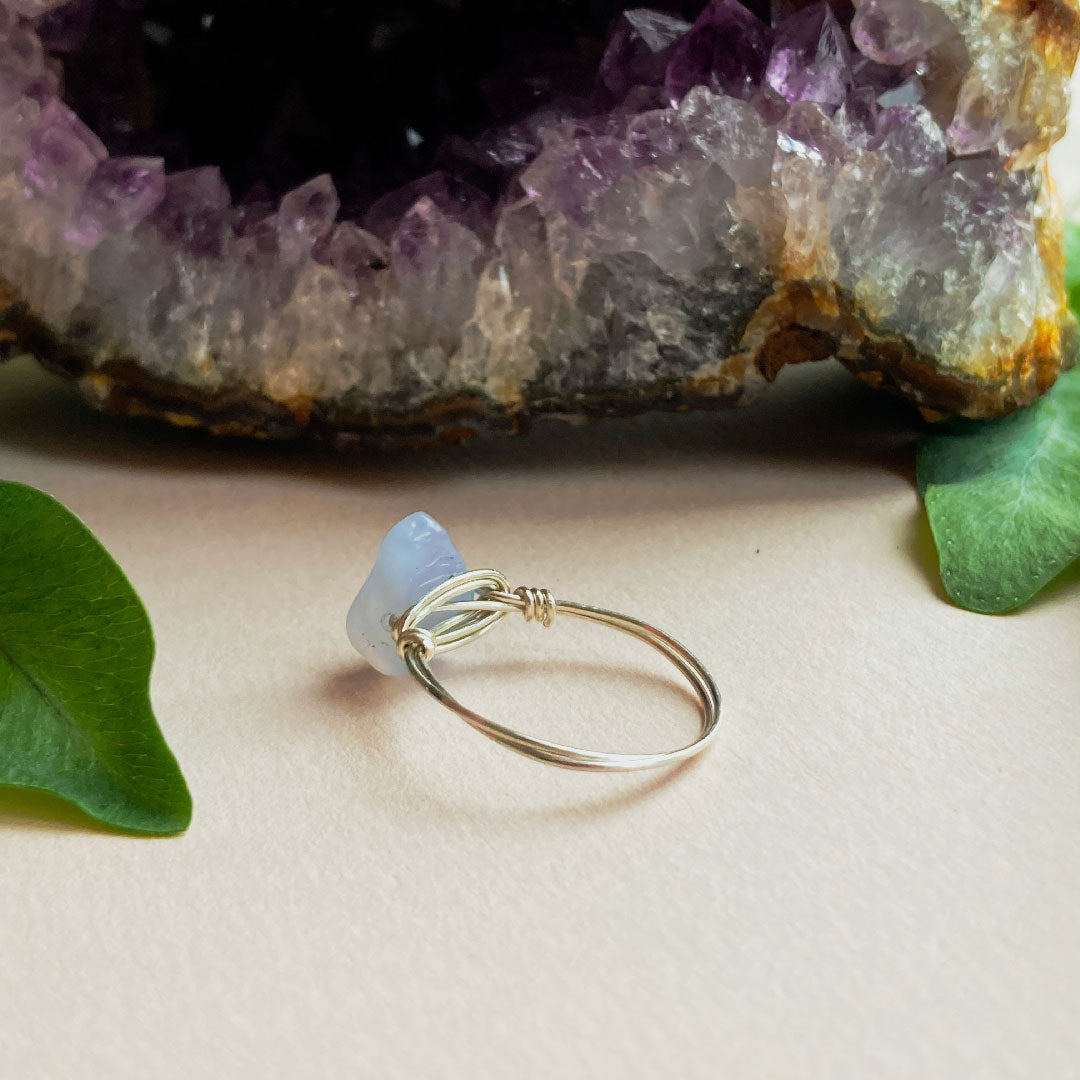 Blue lace agaat wire ring