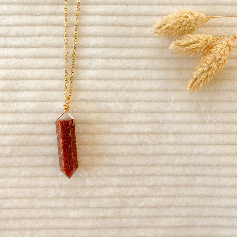 Goudsteen punt ketting - goud