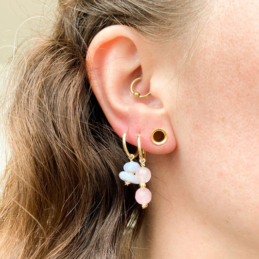 Blue lace agaat oorbellen - Gold plated