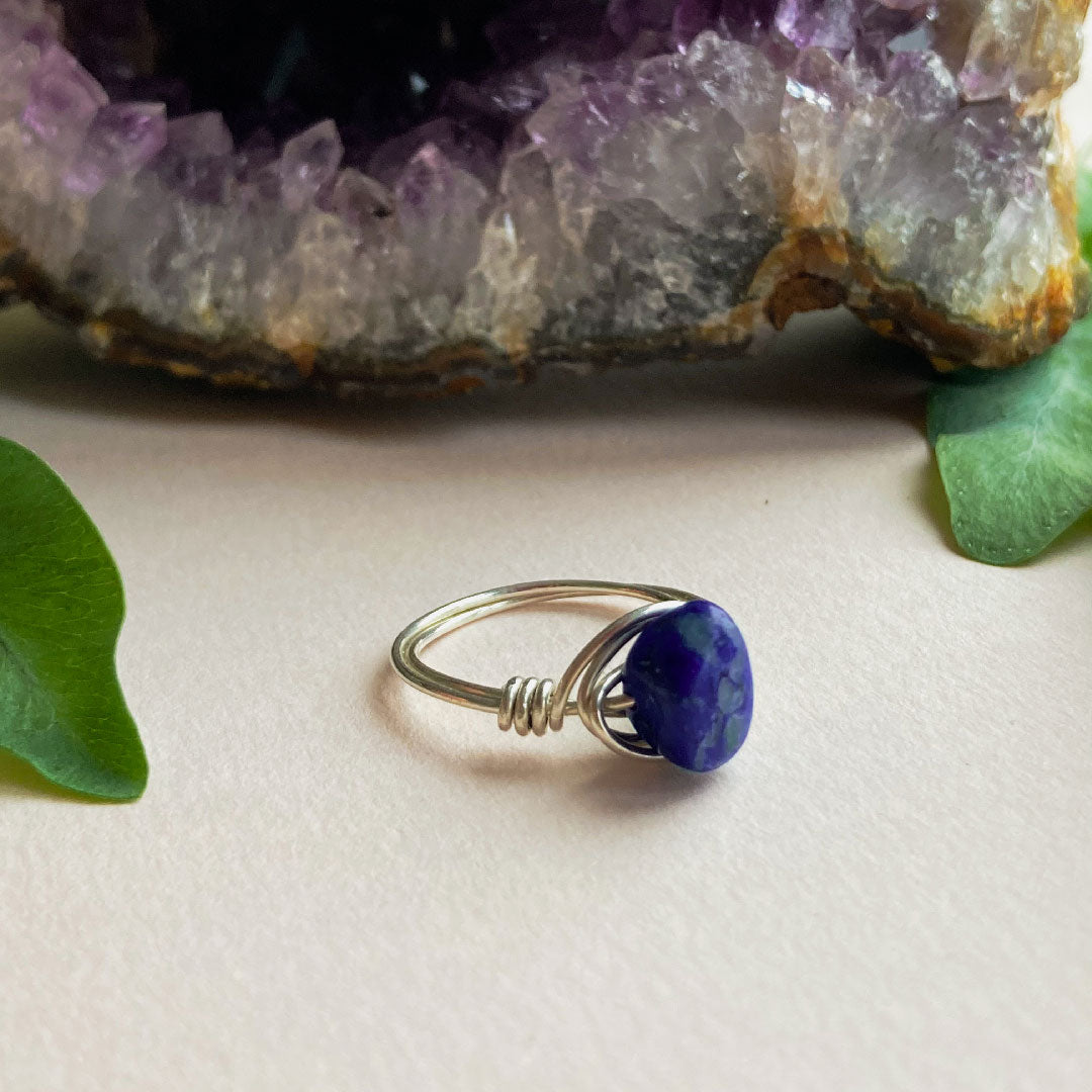 Lapis lazuli wire ring