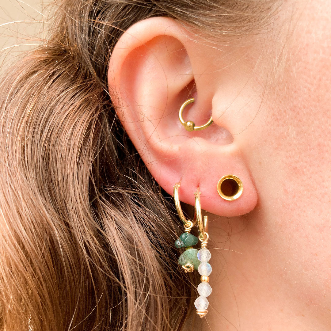 Mosagaat oorbellen - Gold plated