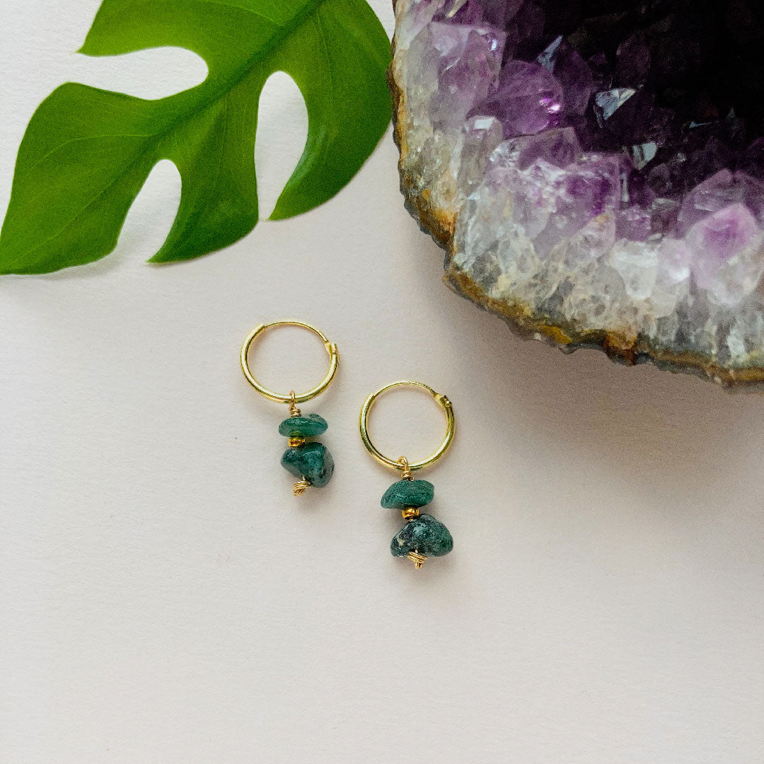 Mosagaat oorbellen - Gold plated