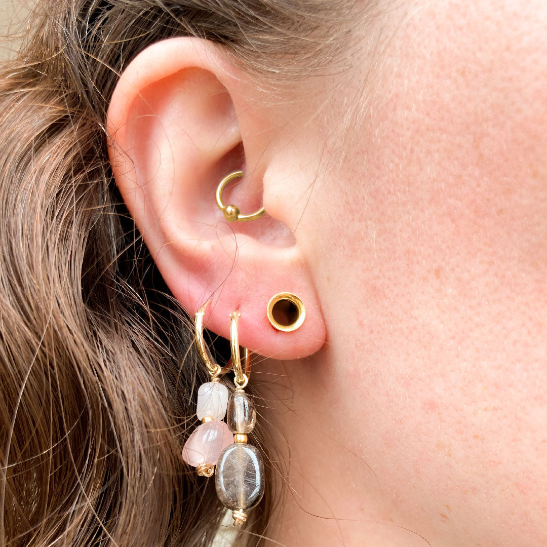 Rookkwarts oorbellen - Gold plated