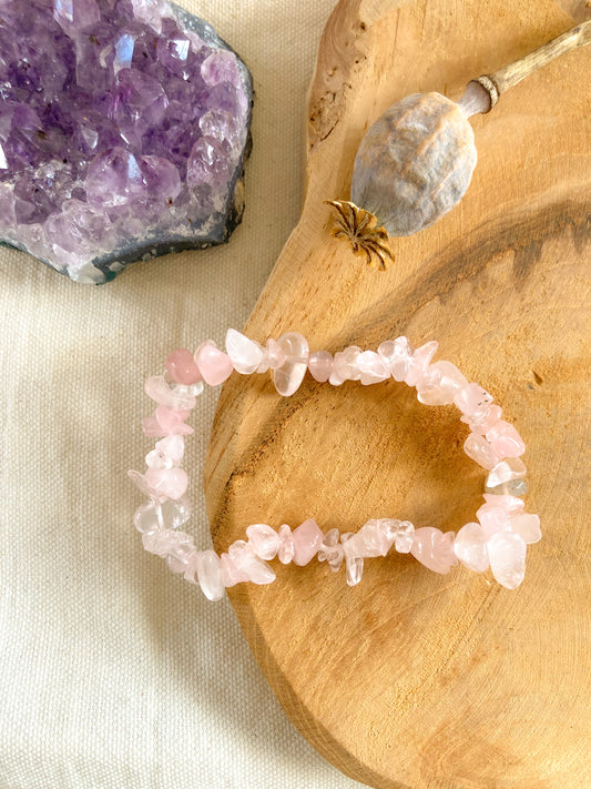 Rozenkwarts chipstone armband