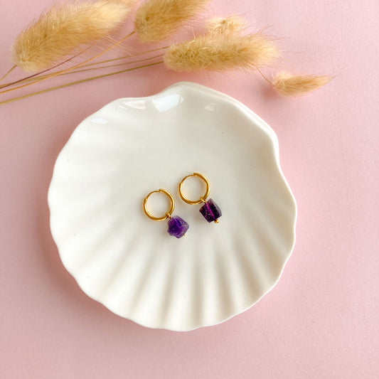 Ruwe amethist oorbellen