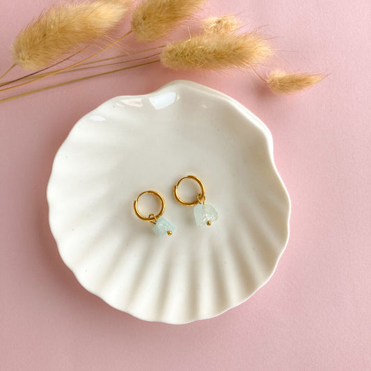 Ruwe aquamarijn oorbellen