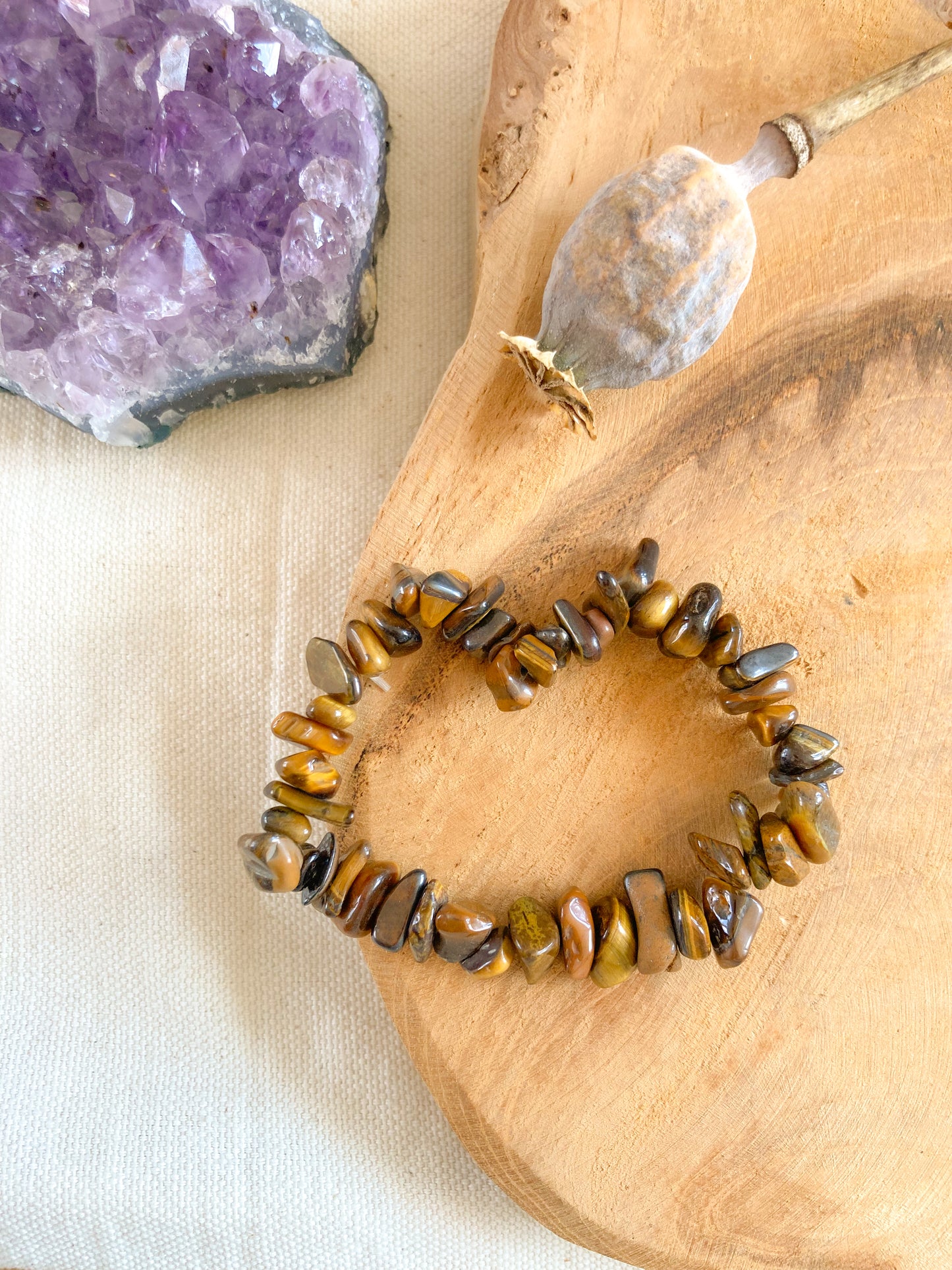 Tijgeroog chipstone armband