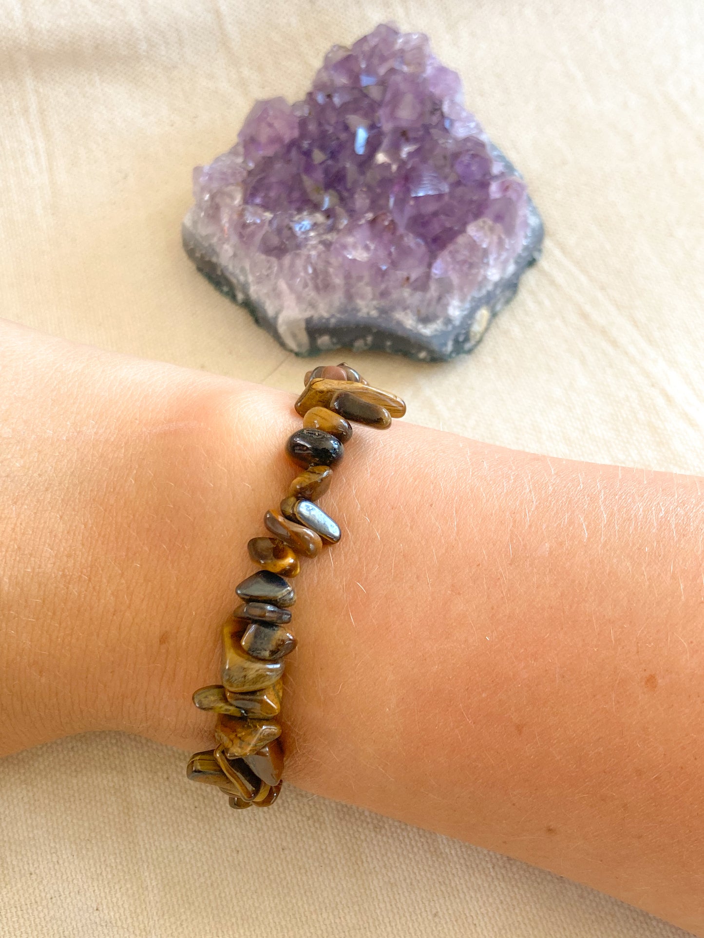 Tijgeroog chipstone armband